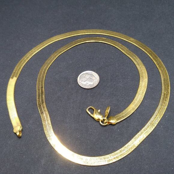 Vintage Herringbone Gold Plated Chain Necklace, 24 Inches, Premier Designs - Picture 5 of 6